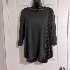 Focus Casual Life 3/4 Sleeve Scoop Neck Top Sz S
